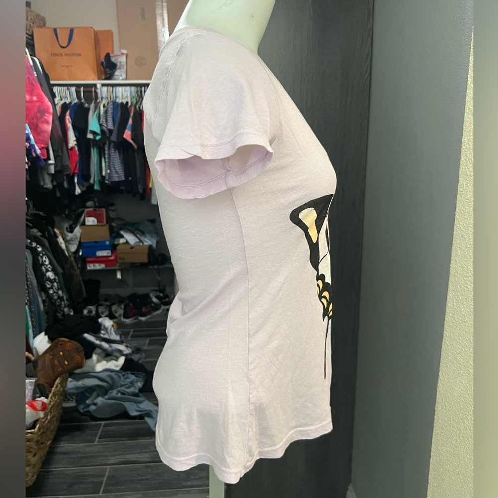 Wildfox Light Purple Butterfly V-Neck Short Sleeve Top - Picture 4 of 7